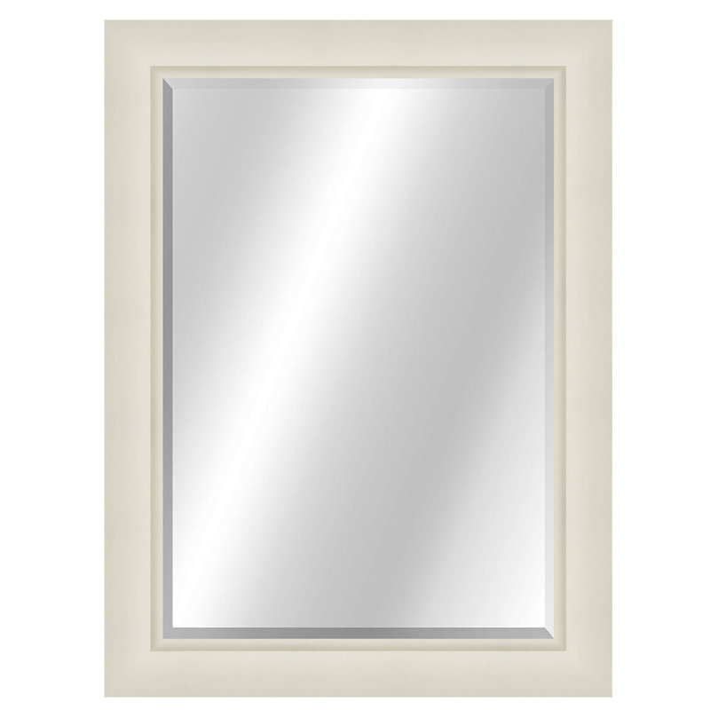 Wood Wall Mirror, 47" x 37", Matte White