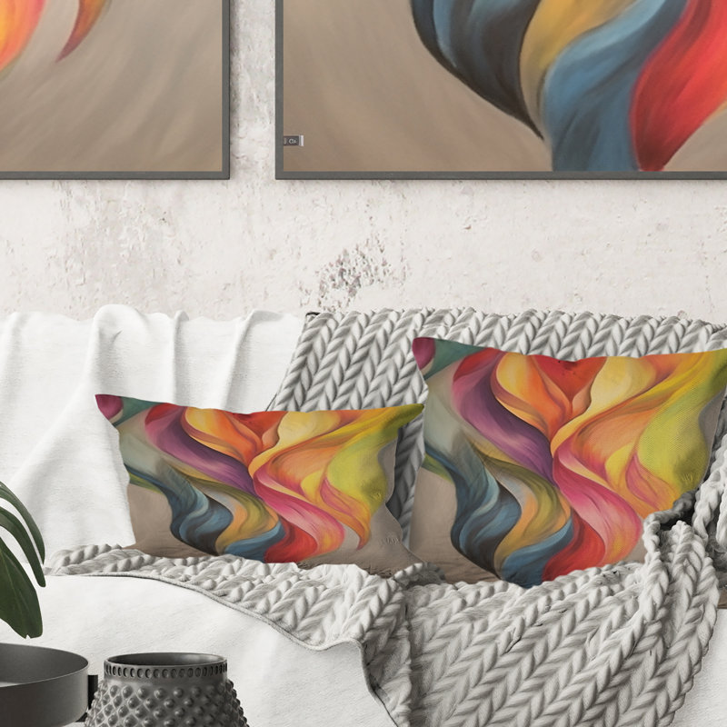 Coussin décoratif rétro à motif de feuilles pastel sur fond gris III