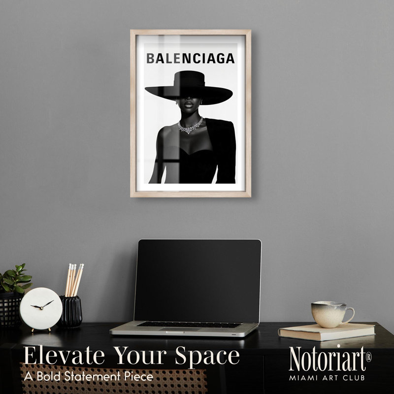 Designer Shadowbox Print Fashion Art Prints by Notoriart, Blonde Frame, 17 x 25, Cream, 25" H x 17" W