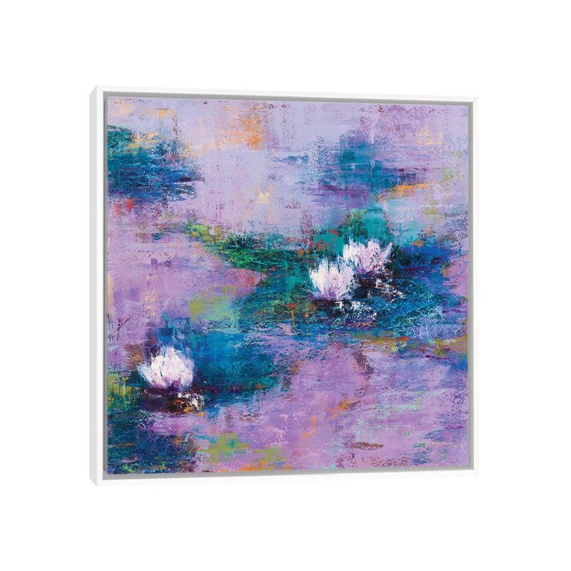 « Purple pond » par Olena-impression de peinture, Toile blanche encadrée, Pas de tapis, H 26 po x l 26 po x P 1,5 po