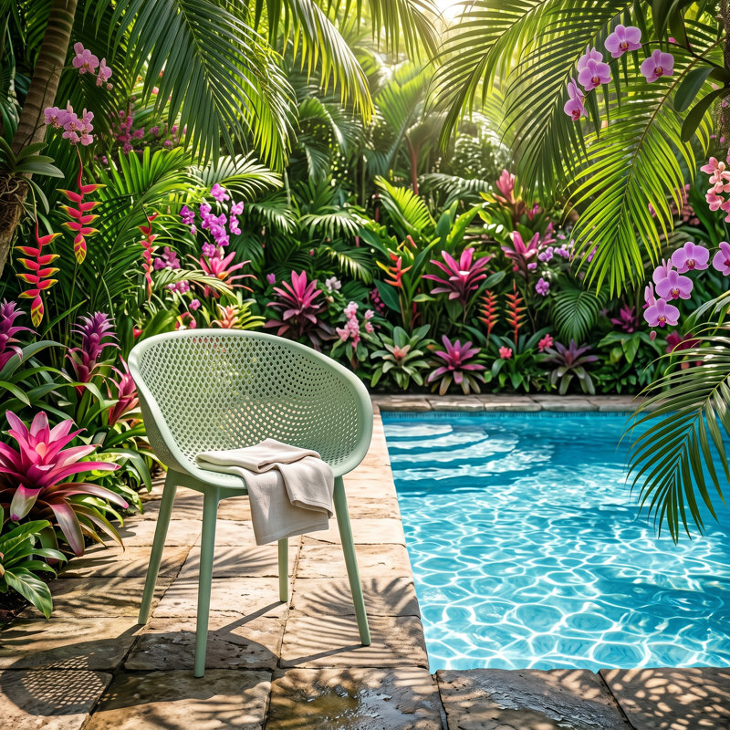 Chaise longue de patio intérieure / extérieure empilable en polypropylène l 23,23 po x P 23,23 po x H 30,91 po Summer (ensemble de 2)
