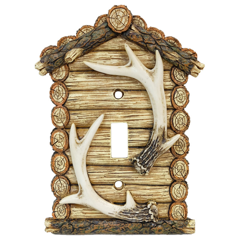 Resin Rustic Single Toggle Switch Cover Faux Deer Antler Design