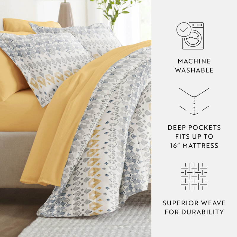 Twin Gray Geometric Microfiber Bed in a Bag Set