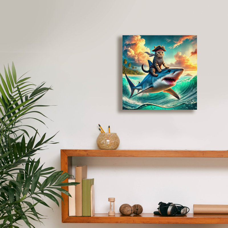 Art mural sur toile Highland Dunes «Fearless Cat Pirate» par Rey Klimt, H 12 po x l 12 po