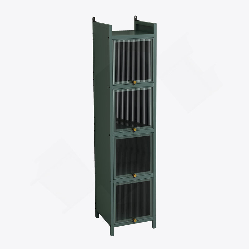 Armoire de porte moderne en verre à quatre niveaux avec rangement à cinq niveaux, durable et élégante pour des espaces de vie organisés et élégants