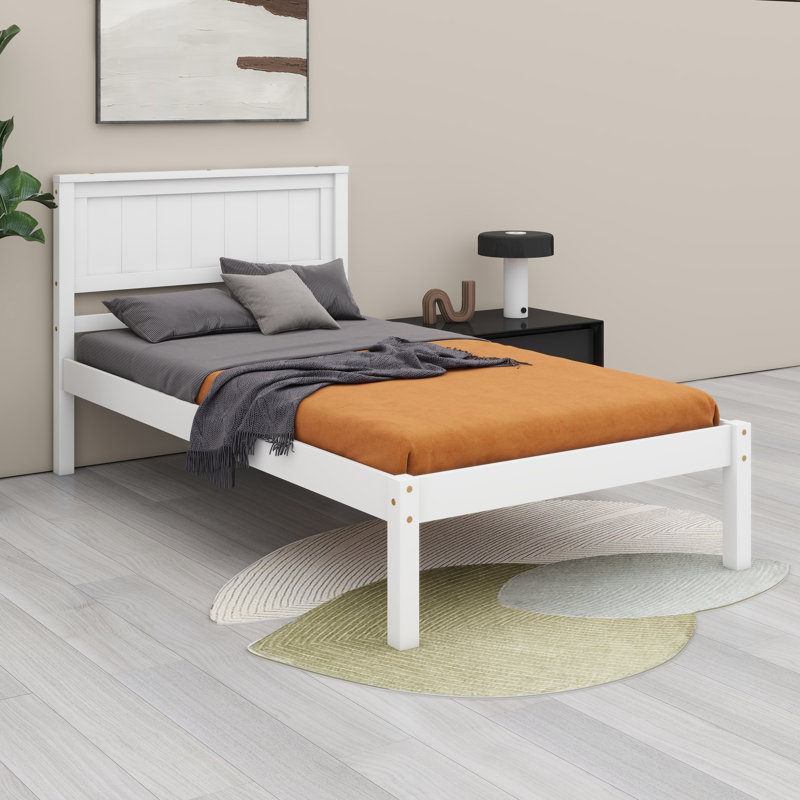 Base de lit plateforme en bois avec tête de lit, pied de lit et lattes en bois, Lit simple, Espresso 1