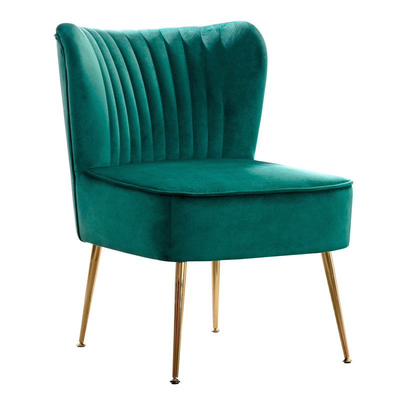Farrah Velvet Side Chair, Green Velvet