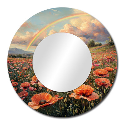 Rainbow Over The Poppy Fields I - Miroir d'appoint mural traditionnel - imprimé sur métal
