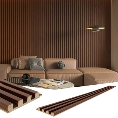 4 PCS 103.94''x5.7'' Slat Solid Wood Wall Paneling for Interior and Ceiling Decoration(16.45 sq.ft./Case)