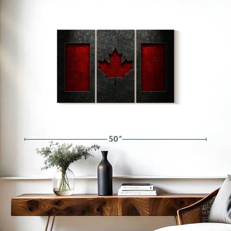 Borges Canadian Flag Stone Texture, 20" H x 33" W