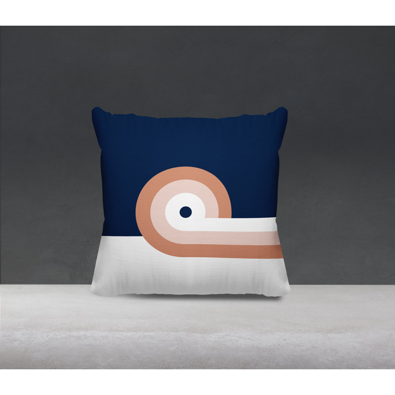 Coussin décoratif intérieur / extérieur Zabo Minimalist Mid-Century, L 17 po x H 17 po, Saumon / bleu marine