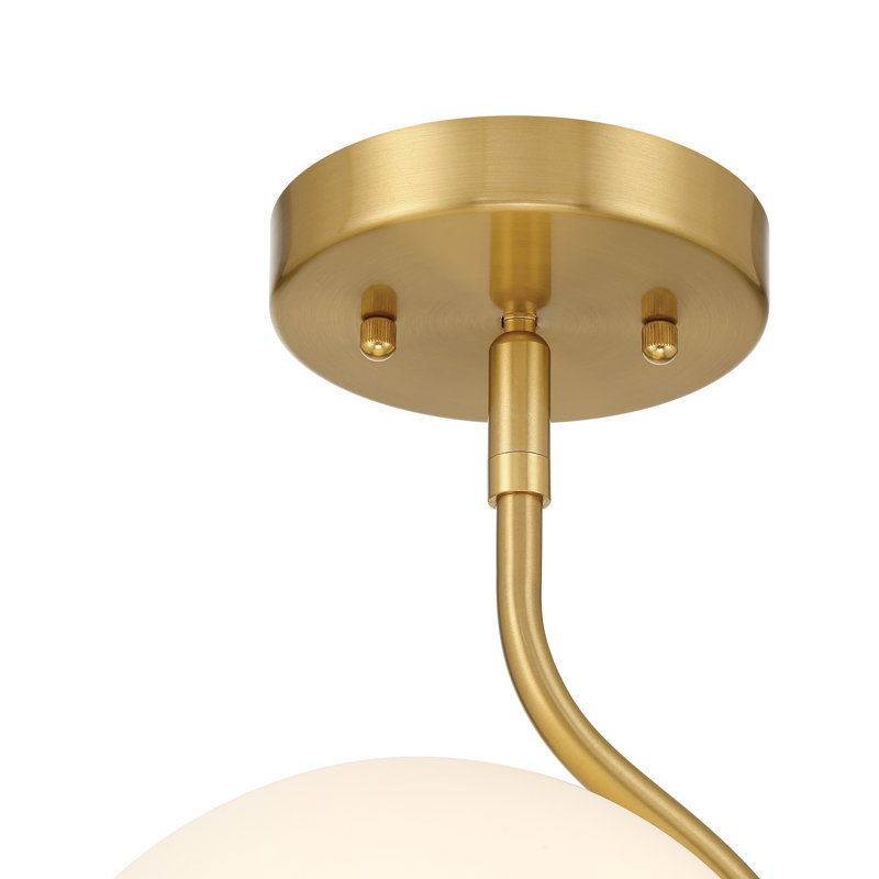 Plafonnier semi-encastré 1 lumière avec verre jade blanc