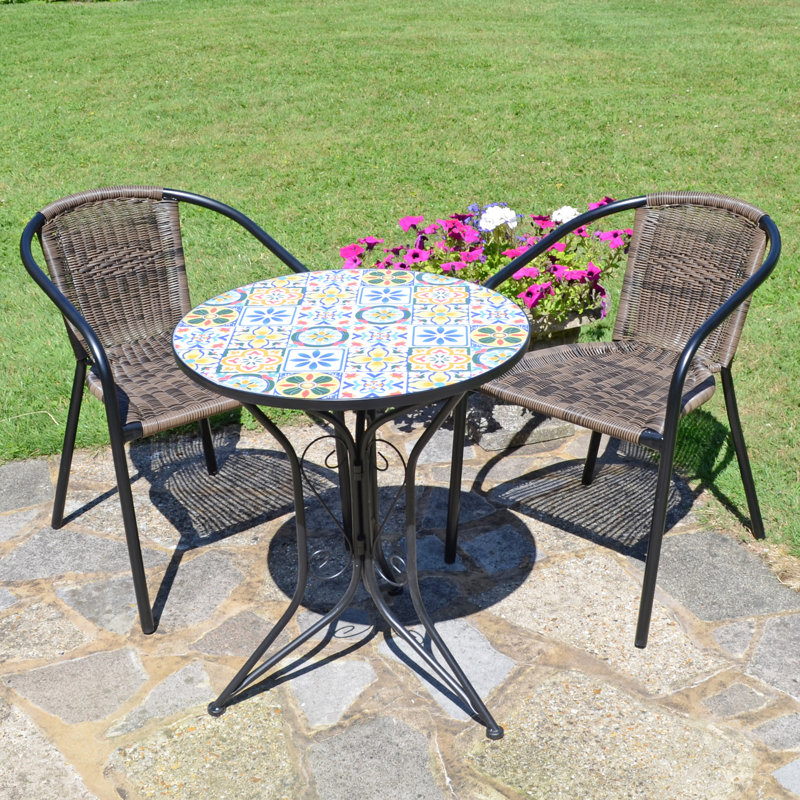 Ambrus 2 - Person Premium All-Weather Wicker Patio Dining Set with Round Table
