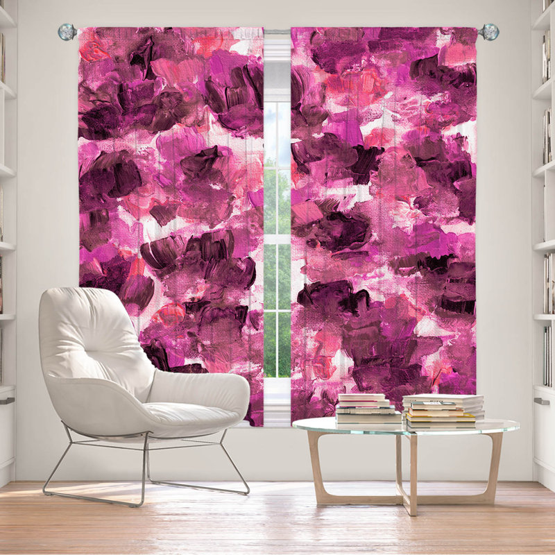 Rideau en polyester, L 40 po x L 61 po, Rose / noir / blanc