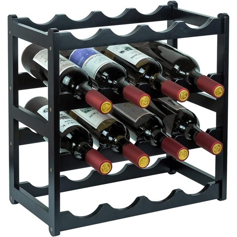 Porte-bouteilles en bambou, étagère de rangement pour bouteilles de vin robuste et durable, ...