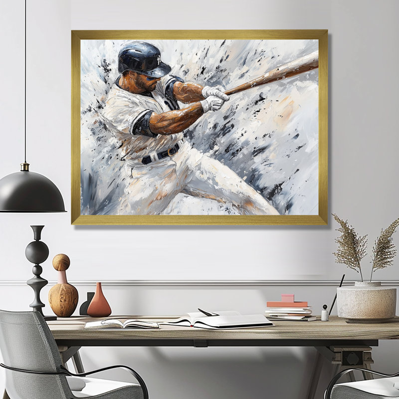 Baseball Player Action I - Sport, impression sur toile, H 24 po x l 32 po, Reproduction encadrée d'une seule photo sans pass