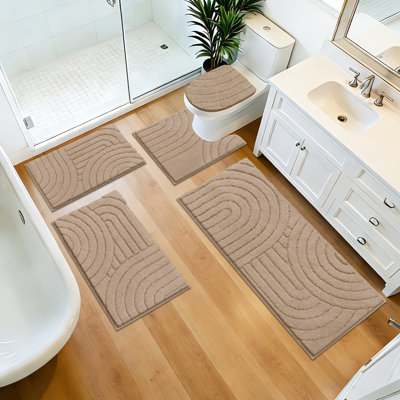 Ensemble de tapis de bain en microfibre 5 pièces avec envers antidérapant