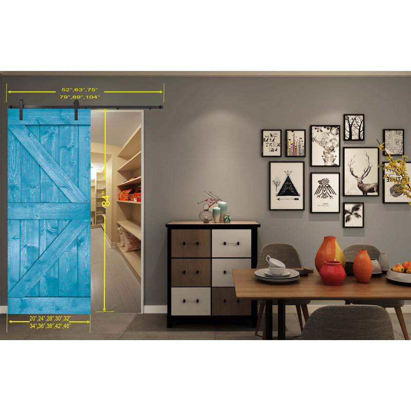 84'' Solid Wood with Installation Hardware Kit, 26" x 84", Ocean Blue