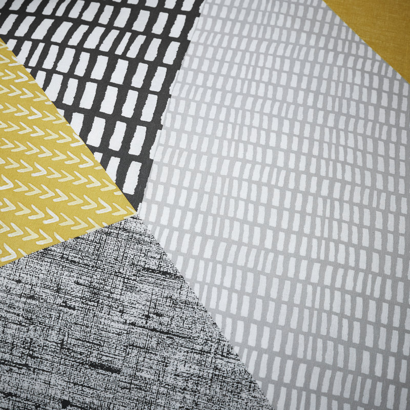 Larsson Geo Duvet Cover Set, Yellow, Single Duvet Cover + 1 Standard Pillowcase