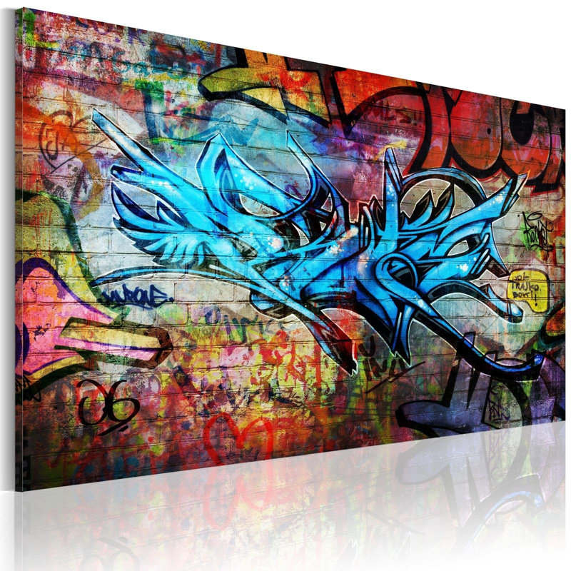Tomio - Graffiti sur toile 5 pièces, H 16 po x l 24 po x P 0,7 po