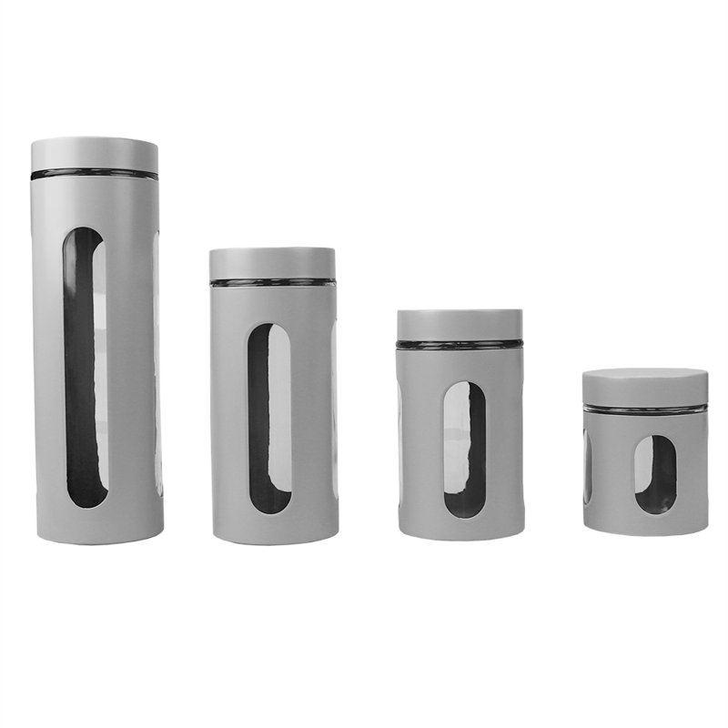Ensemble de pots de cuisine 4 pièces, Gris, H 12 po x l 12,25 po x P 4,25 po