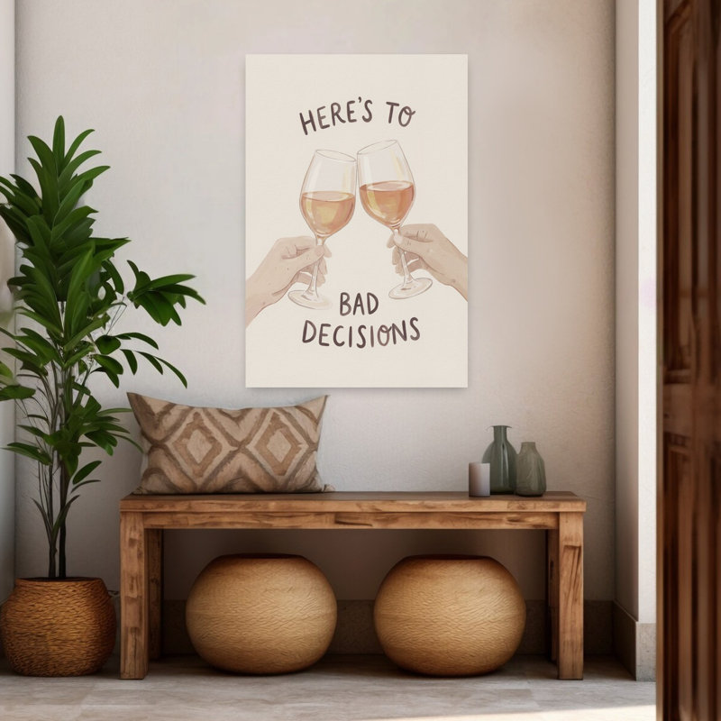 «Here To Bad Decisions», art mural contemporain, H 48 po x l 32 po