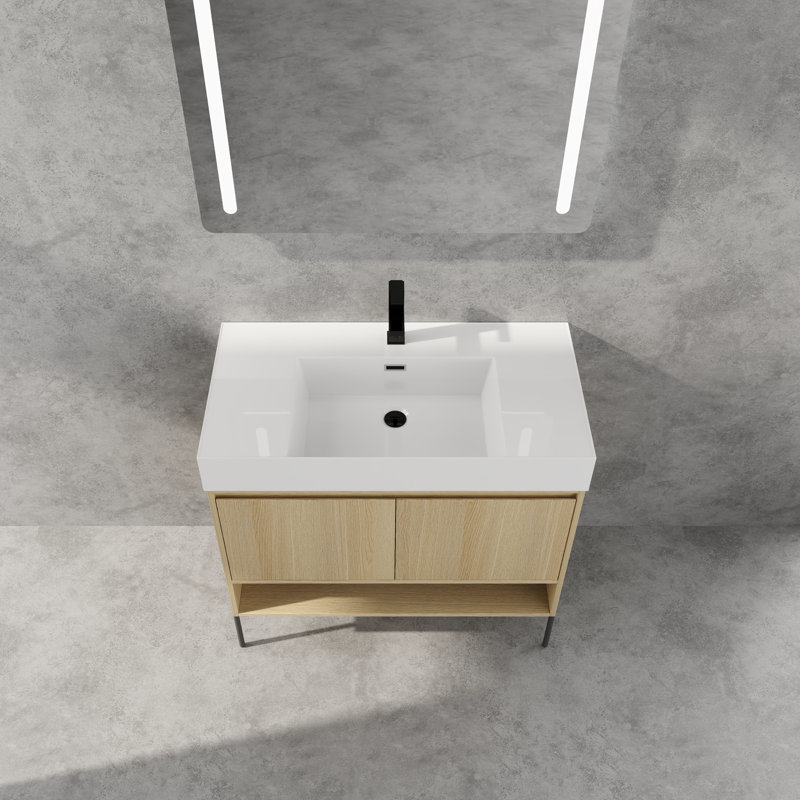 Meuble-lavabo simple 36,04 po avec plateau en résine Jackalyn