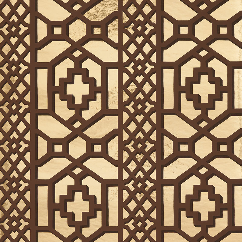 Zanzibar Trellis Mylar Wallpaper, Gold Mylar