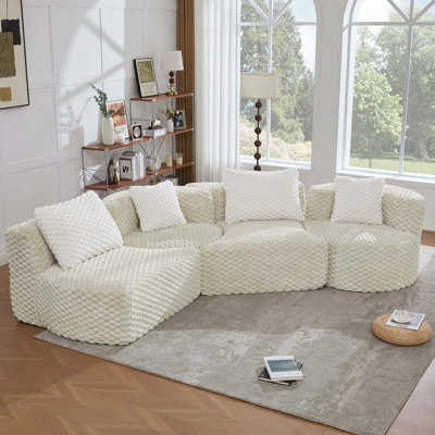 Canapé modulaire sans os avec velours à bulles ultra doux
