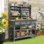 Table de rempotage d'extérieur avec huche supérieure, plateau en acier inoxydable et roulettes verrouillables-800681543