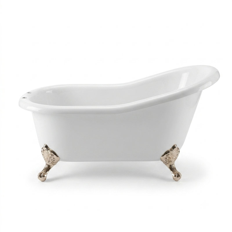 Baignoire sur pattes en acrylique avec pattes à fixation sur le comptoir de 5 pi The Huron, Nickel poli