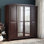 Kyle 100% Solid Wood 4-door Wardrobe Armoire with Mirrored Doors