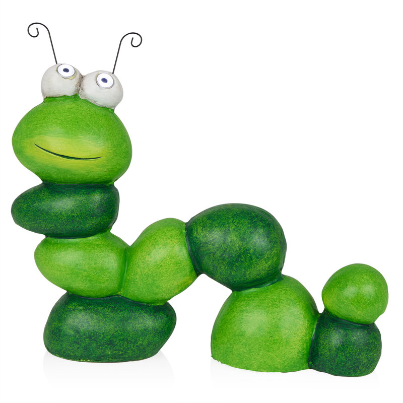 16"H Caterpillar Solar Statue with Light-Up Eyes