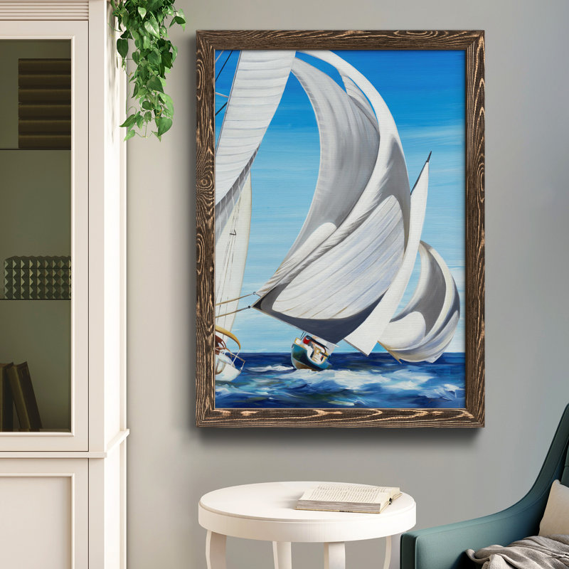 «On The Open Seas», impression sur papier encadrée, H 31 po x l 44 po x P 1 po, Noyer