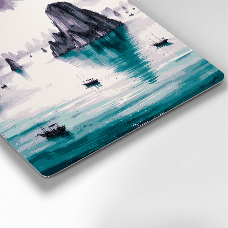 Villes, baie d'Halong, Vietnam, art mural en métal blanc, H 192 po x l 192 po x P 0,05 po
