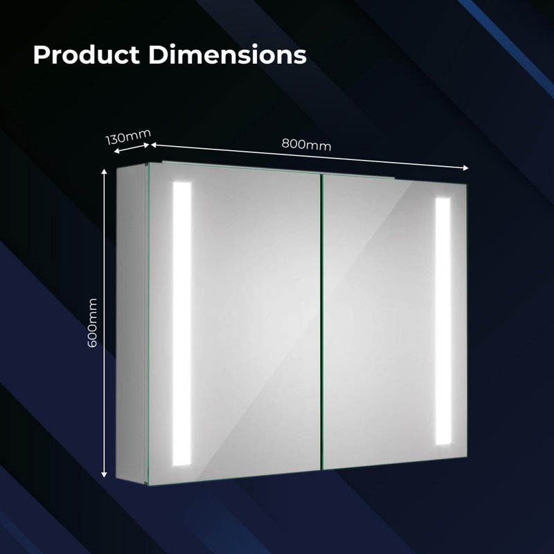 iBathUK Astrid Wall Mounted LED Illuminated Bathroom Frameless Mirror, Modern Design with Touchless Sensor Switch, 800 x 600mm