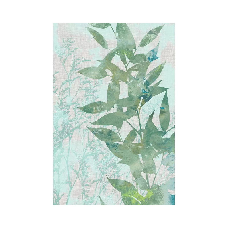 Watercolour Leaf Panel II by Jennifer Goldberger - Wrapped Canvas Panoramic Print, 20.32 cm H x 30.48 cm W