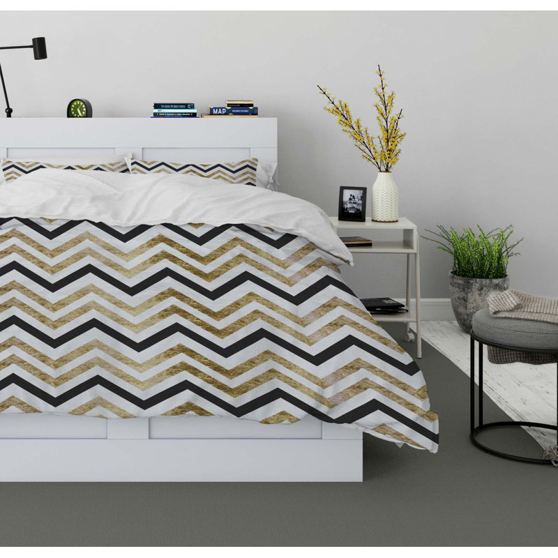 ZigZag Polyester Twill Duvet Cover, Queen Duvet Cover + 2 Pillow Cases