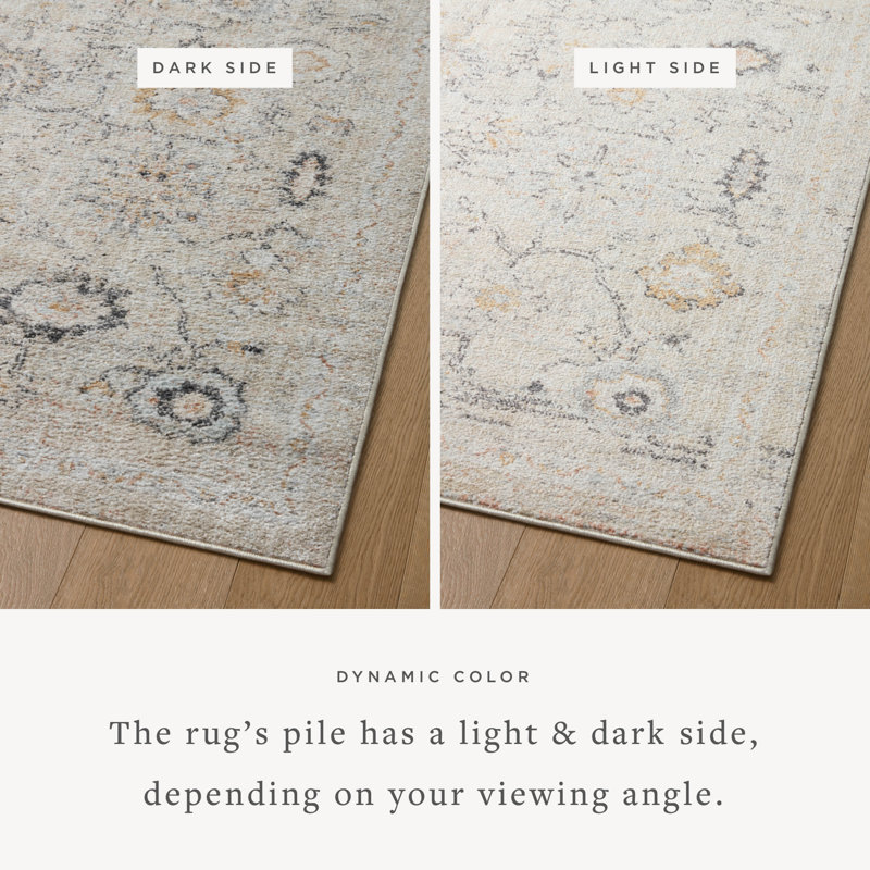 Monroe Oriental Machine Woven Polyester Area Rug in Gray/Ivory, Rectangle 7'10" x 10'