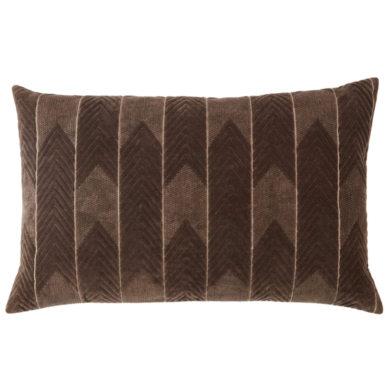 Ryans Embroidered Cotton Lumbar Throw Pillow, Dark Taupe Chevron, Pillow Cover Only - No Insert, Rectangle 16" H x 24" W
