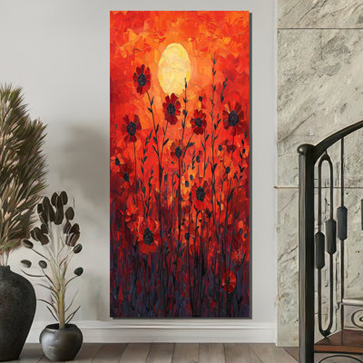 «Red Sunset Wildflowers Glory II», art mural fleurs sauvages
