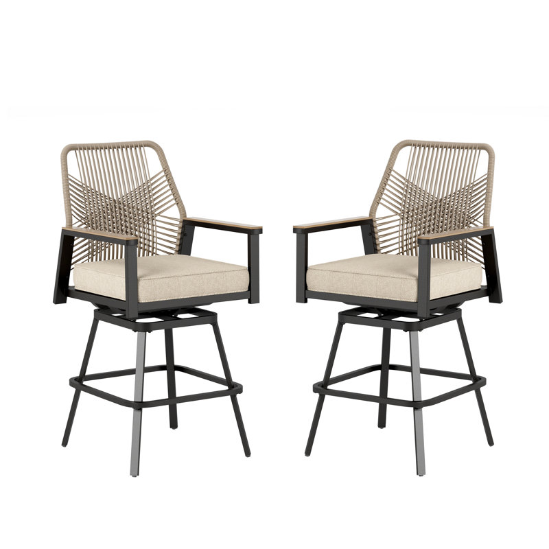  Tabouret de bar de patio avec pivot et coussin