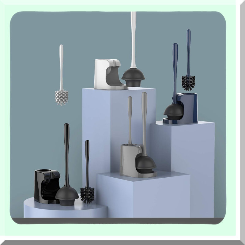 Ultimate Clean Duo: Gray Plunger & Bowl Brush Set for Bathroom