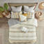 Housse de couette élégante en coton avec boutons de literie décoratifs 100% jaune et gris