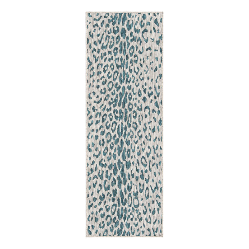 Teal Samburu Indoor/Outdoor Safari Rug, Runner 2' x 6'