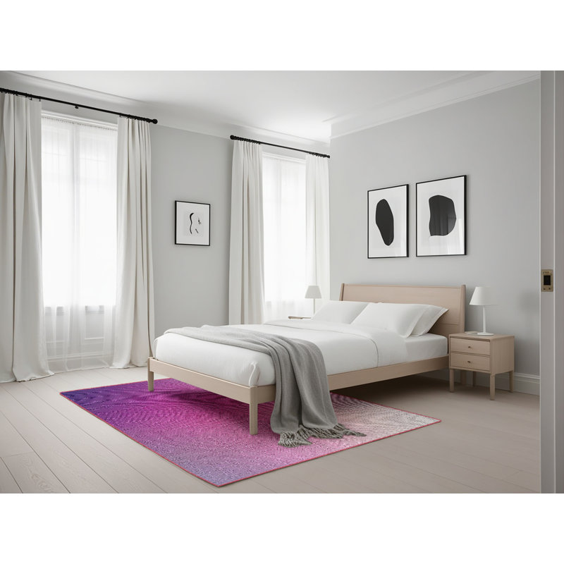 Tapis rose à motifs/mauves de zone, Rectangle 5 pi x 7 pi