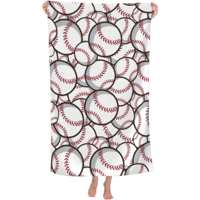 Baseball Theme Beach Towel for Men & Women, Outdoor Sports Quick Dry Super Absorbent Microfiber Bath Towels, Thin Lightweight Large Towels for Swimming Bathroom Spa Pool 30x63 Inch