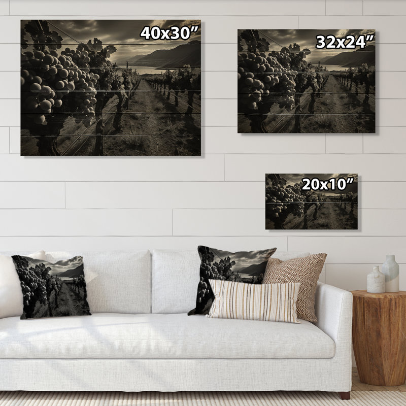 Boltuch Scenic Vineyard en monochrome sur bois, H 30 po x l 40 po x P 0,78 po