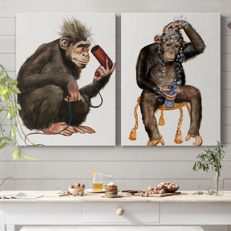 «Bath Animals I», ensemble de 2 impressions, Pas de tapis, H 12 po x l 16 po x P 1 po, Toile tendue