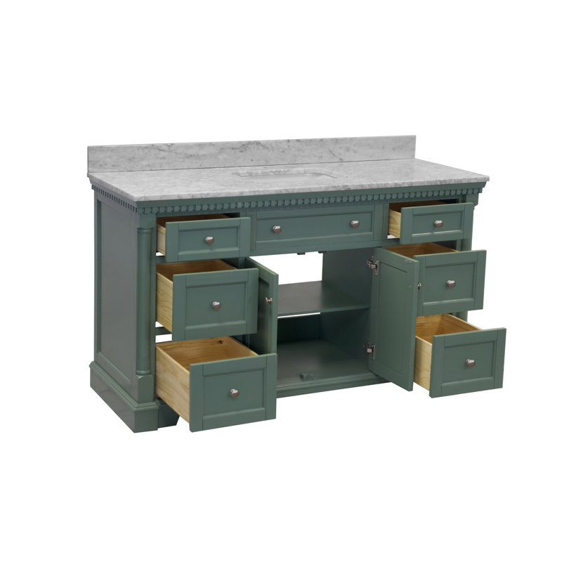 Ensemble de meuble-lavabo simple 60 po Fossen, Marbre de Carrare, Vert sauge